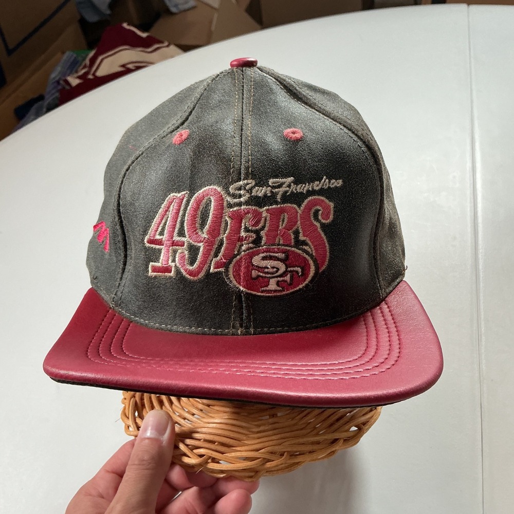 VTG 90s Modern NFL San Francisco 49ers Hat Mens OSFA Leather Suede Snapback Cap